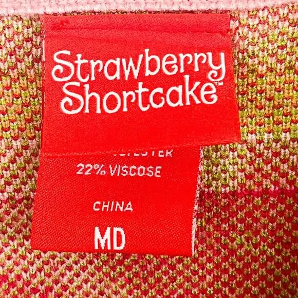Strawberry Shortcake Womens Vintage Girlcore Kidcore Cardigan - Red Pink, Size M - Picture 6 of 8
